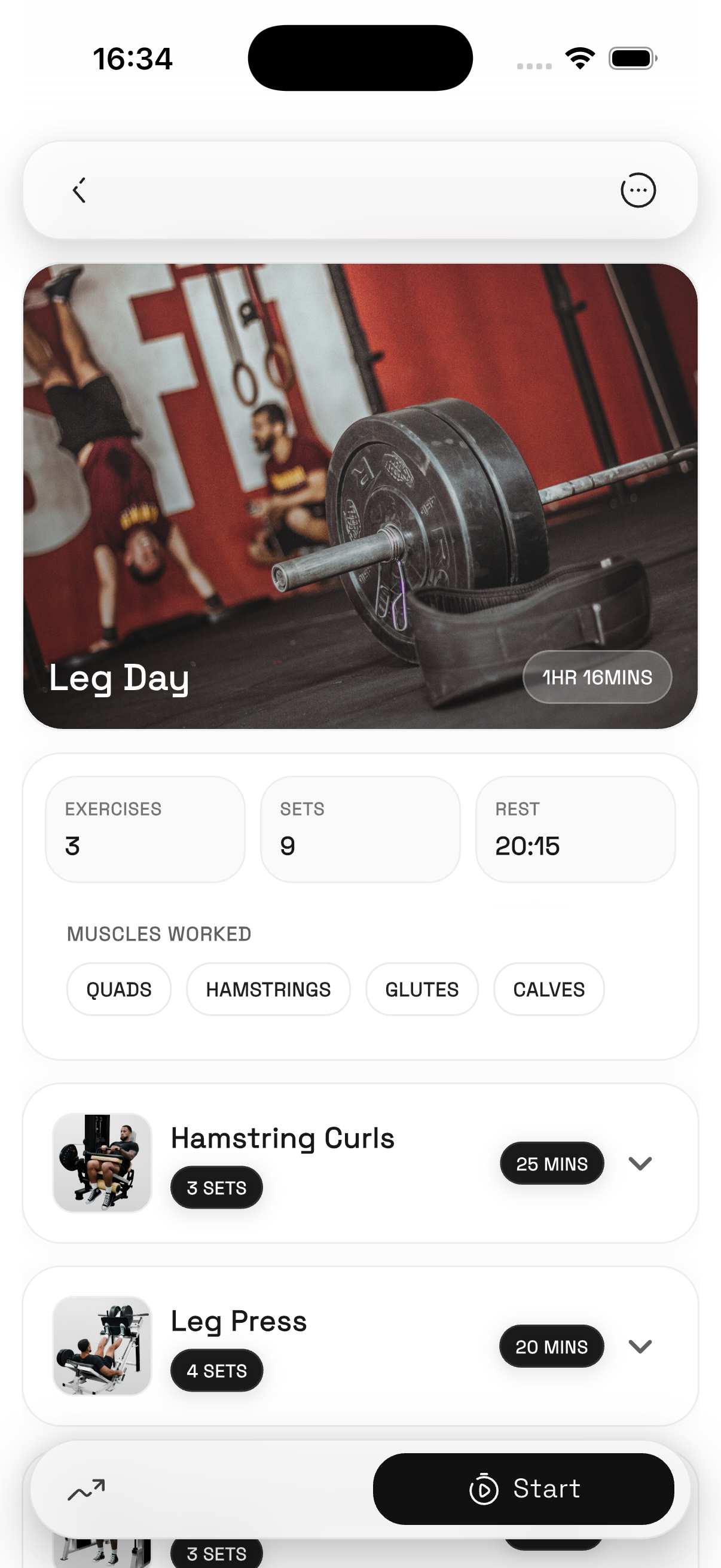 Lift tracking or account screen